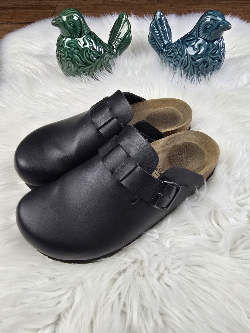 Cushionaire Faux Leather Black Clog Shoe Size 8